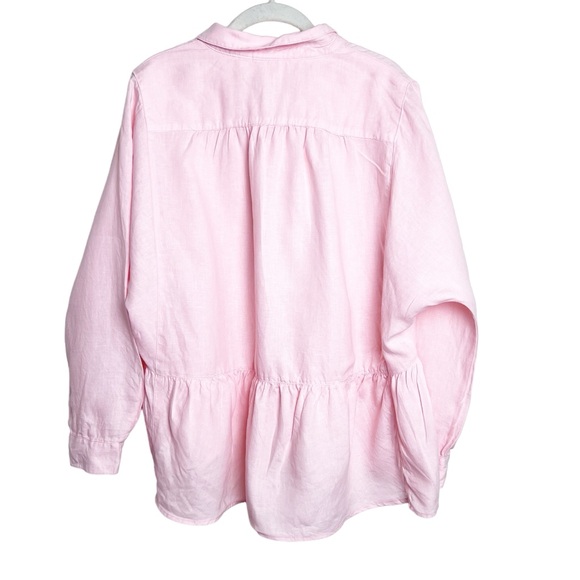 Holding Horses x Anthropologie Light Peach Linen Button-Up Size L - Picture 3 of 14